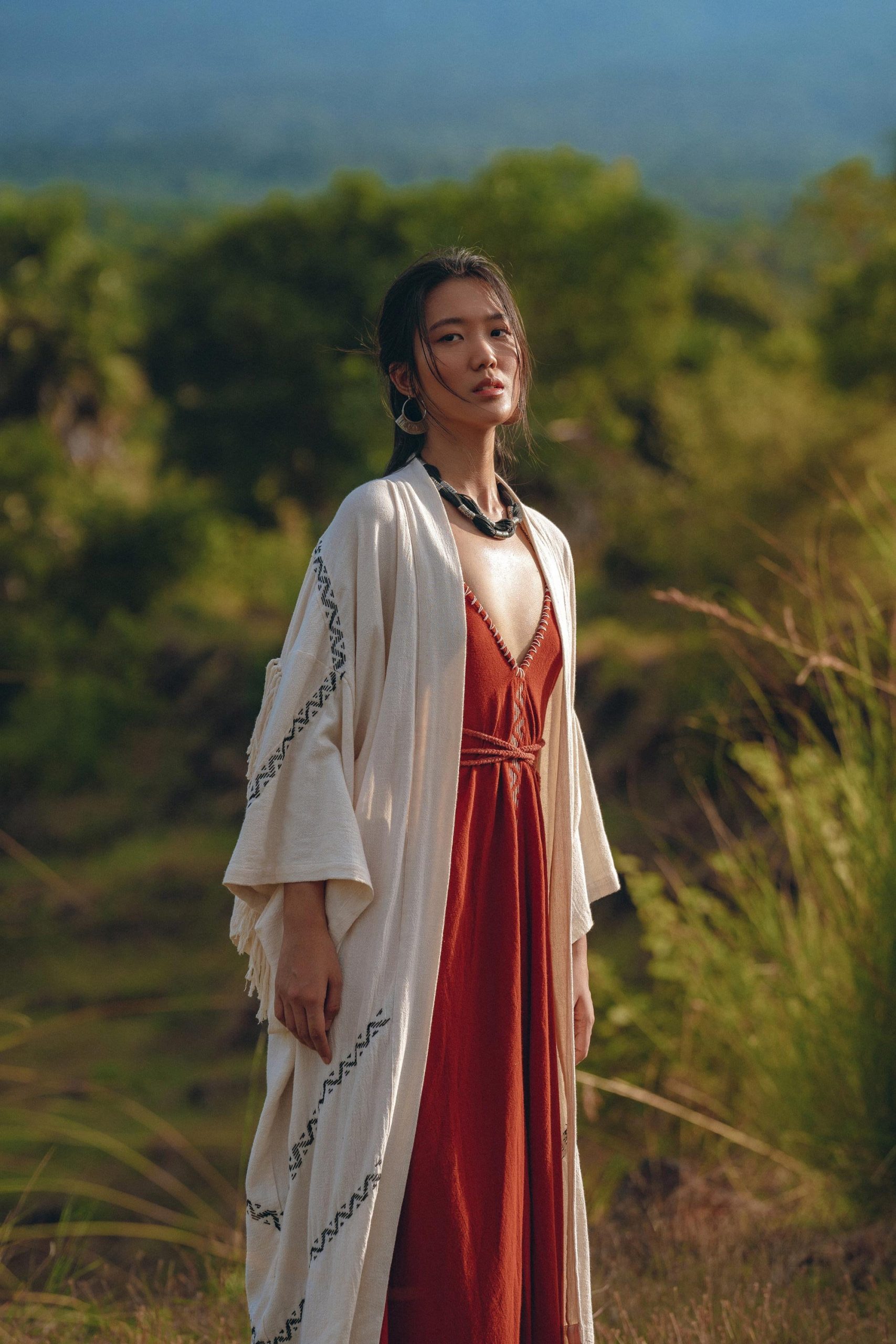 Off White Organic Ceremonial Robe Bohemian Tribal Cover