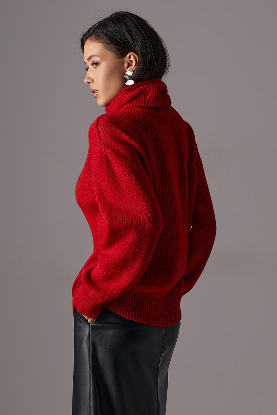 Alpaca Turtleneck Sweater Warm Mohair Wool Knit Pullover